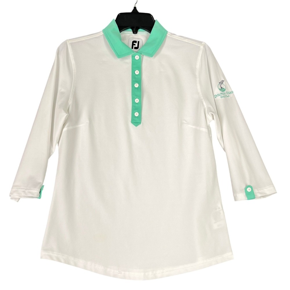 FootJoy Dolphin Head Golf Club Polo Women M Performance Stretch Long Sleeve